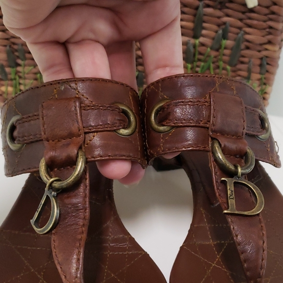 Christian‎ Dior Brown Leather Cannage Block Heel Sandals Size 40 - Picture 16 of 16